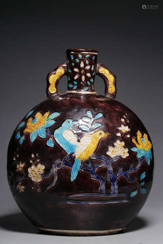 CHINESE FAHUA COLORED MOONFLASK