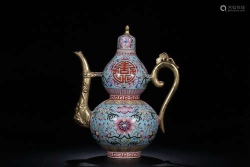 YONGZHENG MARK, CHINESE FAMILLE ROSE GOURD POT