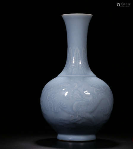 QIANLONG MARK, CHINESE SKY BLUE GLAZED VASE