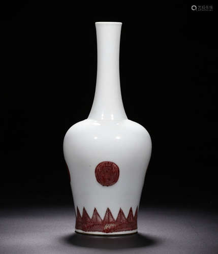 KANGXI MARK, CHINESE RED GLAZED VASE