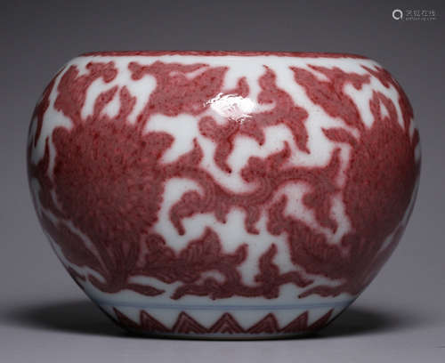 KANGXI MARK, CHINESE RED GLAZED VASE