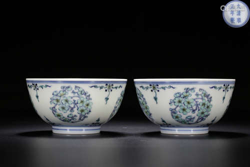 YONGZHENG MARK, PAIR OF CHINESE DOUCAI BOWL