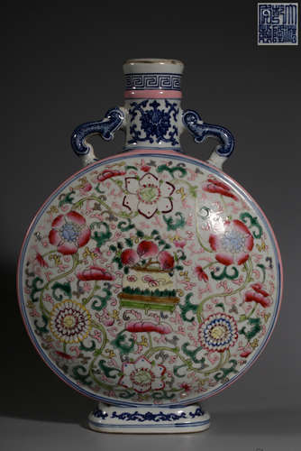 QIANLONG MARK, CHINESE FAMILLE ROSE MOONFLASK