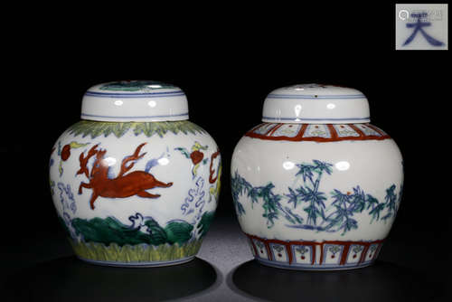 TIAN MARK, SET OF CHINESE DOUCAI JAR