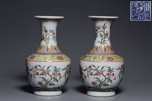 PAIR OF CHINESE FAMILLE ROSE VASE