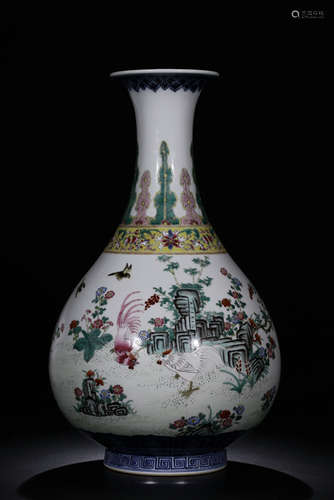 QIANLONG MARK, CHINESE FAMILLE ROSE VASE