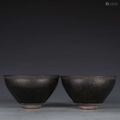 Chinese Pair Of Jian Kiln Porcelain Vessels
