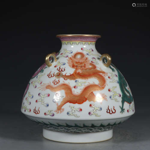 Chinese Famille Rose Gold Painted Porcelain Vessel