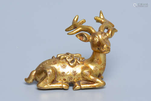 Chinese Gold Gilded Sika Deer