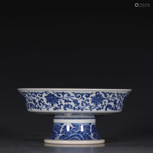 Chinese Blue And White Porcelain Stem Plate