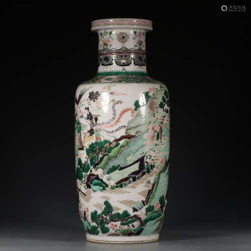 Chinese Verte Rose Porcelain Bottle