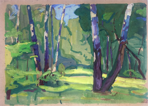 NO RESERVE Oil painting Birch Grove original picture