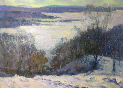 NO RESERVE Oil painting Winter time original picture