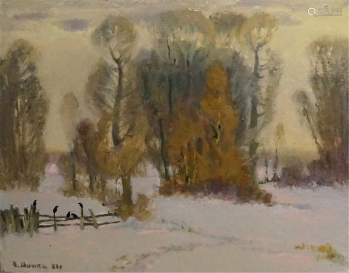 MYNKA ALEXANDER FEDOROVICH OIL PAINTING WINTER…