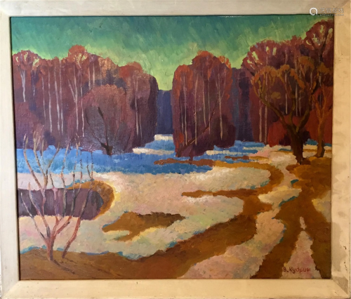 NO RESERVE Oil painting Boiling snow Vasily Kudrin