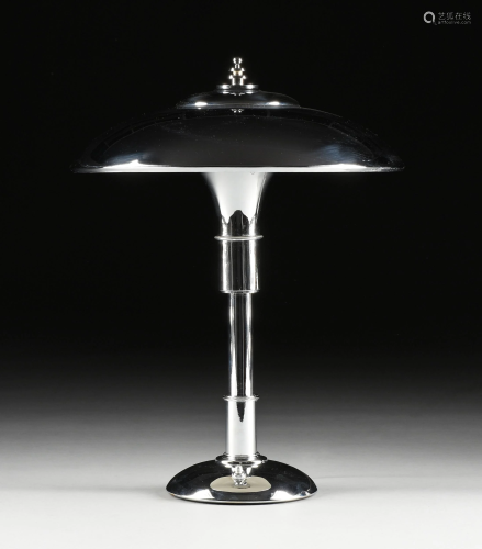 A BAUHAUS CHROME TABLE LAMP, DESIGN ATTRIBUTED TO MAX