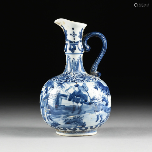 A KANGXI BLUE AND WHITE PORCELAIN EWER, SHIPWRECK