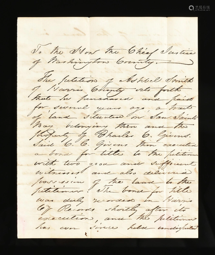 A REPUBLIC OF TEXAS MANUSCRIPT, DEED REQUEST FOR L…