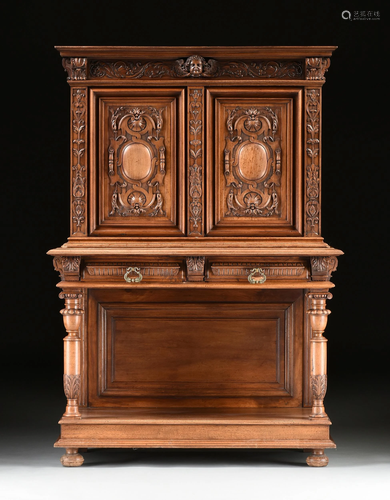 AN ITALIAN RENAISSANCE REVIVAL WALNUT CABINET ON STA…