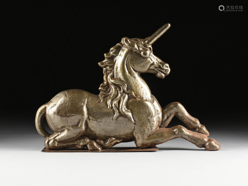 A VICTORIAN POLISHED CAST IRON UNICORN FIREPLACE