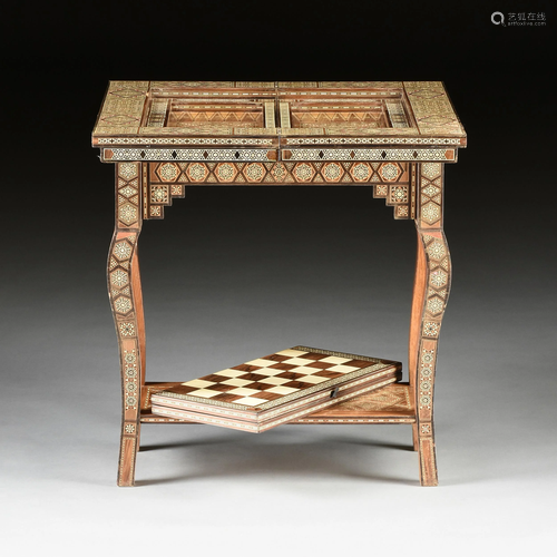 A MIDDLE EASTERN SYRIAN PARQUETRY INLAID GAMES TABLE,