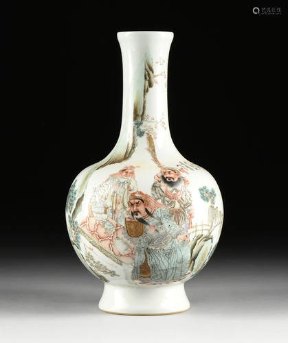 A CHINESE FAMILLE ROSE ENAMELED FIGURAL PORCELAIN VASE,