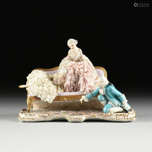 AN ITALIAN PORCELAIN LACE FIGURAL GROUP, 