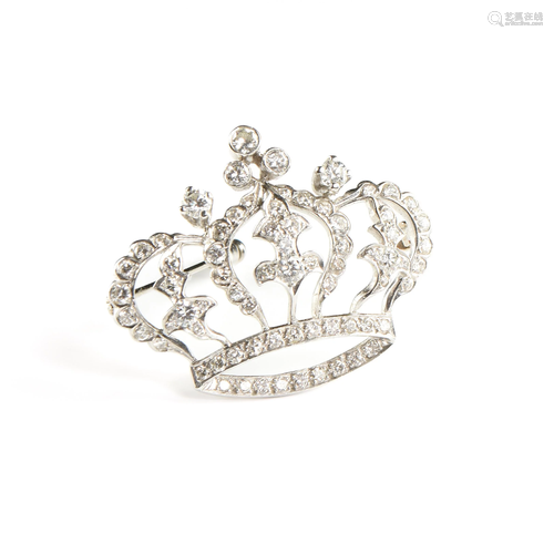 A BELLE ÉPOQUE STYLE DIAMOND AND 14K WHITE GOLD C…