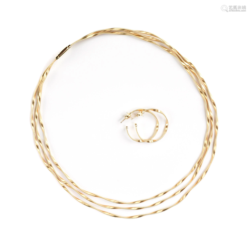 A THREE PIECE 18K YELLOW GOLD MARCO BICEGO 