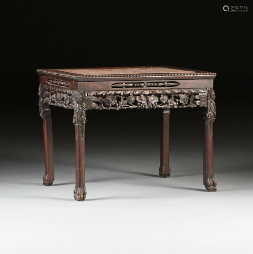 A CHINESE MARBLE TOPPED ROSEWOOD TABLE, GUANGXU PERI…