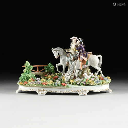 A GERMAN PORCELAIN FIGURAL GROUP, SITZENDORF, EARL…