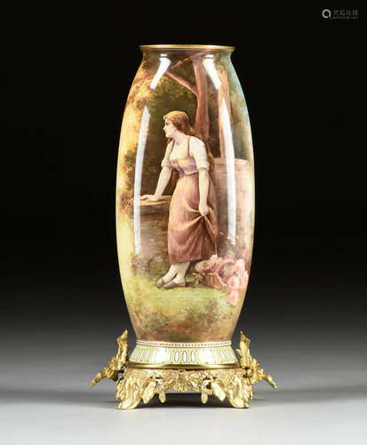 A ROYAL BONN GILT METAL MOUNTED HANDPAINTED POTTERY