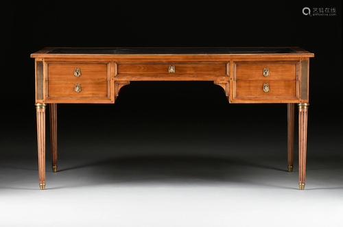 A DIRECTOIRE STYLE BRONZE MOUNTED CHERRY BUREAU PLAT,