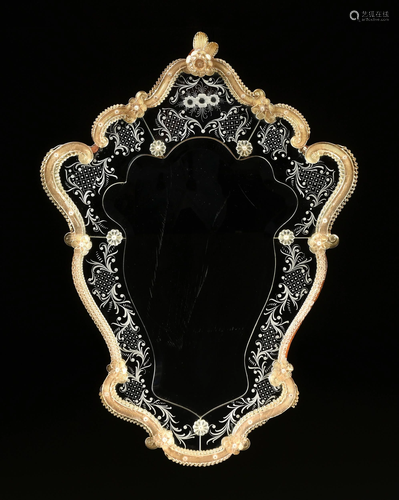 A VENETIAN ROCOCO STYLE GILT AND CLEAR GLASS MOUNTED