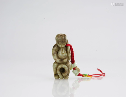 A Jade Carved Monkey and Peach
