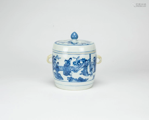 Kangxi-A Blue And White ˜Figures’ Cover Jar