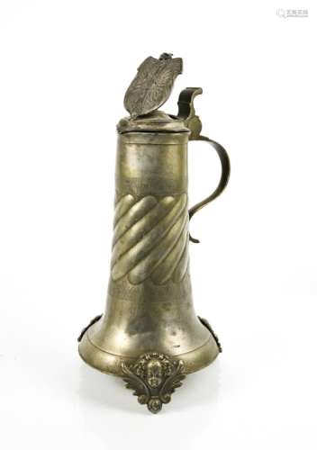 A 19th century pewter stein in the style of the 1672 house of Romanoff 36cm high