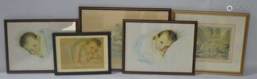 A group of vintage prints depicting babies