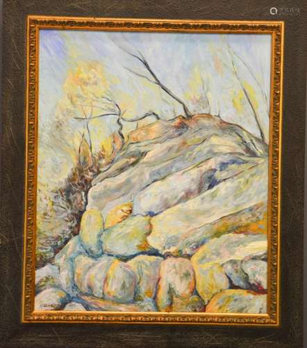 Anthony Clungley (20th century): white rock, oil on canvas, 60cm by 50cm