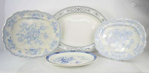 A large Victorian Spode meat platter together with three further examples