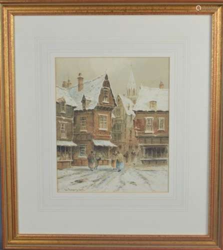 George Gregory (19th century): watercolour, winter scene, signed and dated 1892, 21cm by 26cm