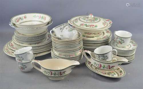 A Johnson bros part dinner service in the Indian tree pattern