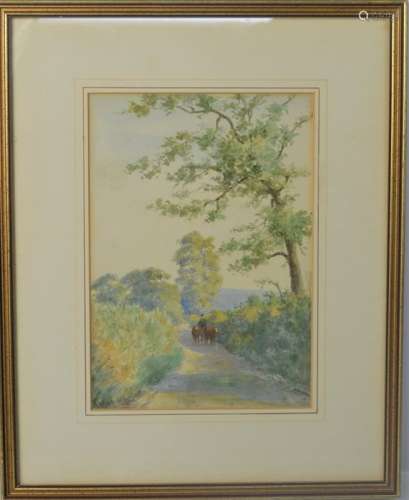Charles F. Allbon (1856-1926): woodland landscape, watercolour, 17cm by 24cm
