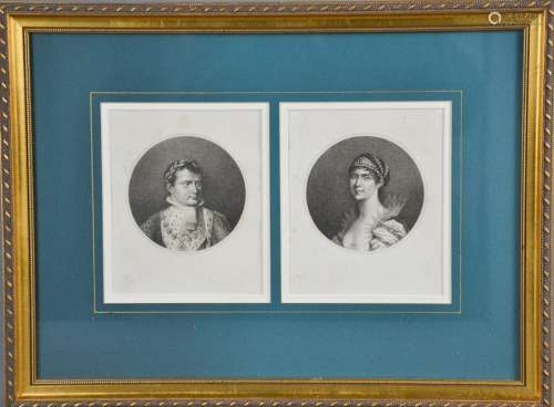 A pair of 19th century portrait roundels of Napoleon and Josephine 16 by 13cm.