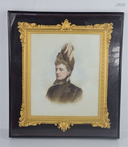 A Kingsbury & Norcutt of Knightsbridge oil on porcelain plaque depicting portrait of a woman. 24cm x