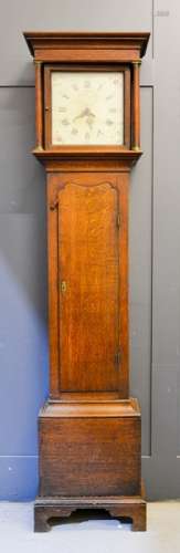 A 18th century oak longcase clock,with painted roman numeral dial by V.Noon of Ashby, 200cm by