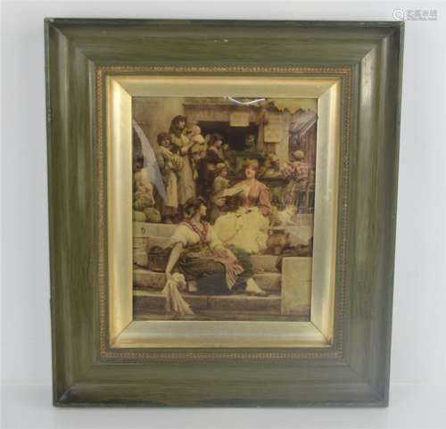 A Verre Eglomise Victorian painting. 19cm x 24cm