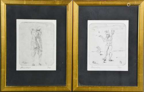 H. Schnabel, two copper plate engravings, Capricorn 5/50 and Aquarius 1/50, both signed in pencil to