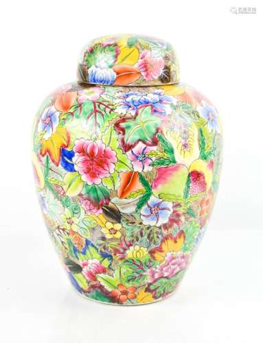 A large floral pattern Chinese ginger jar, 31cm high.