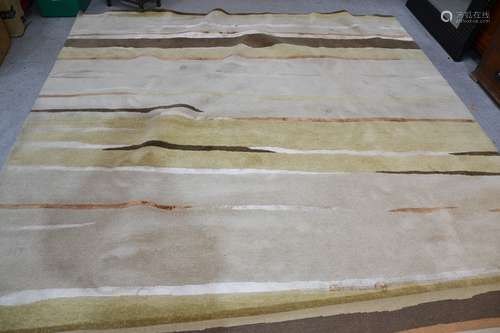 A wool and silk contemporary rug in browns and neutrals, 8ft by 11ft, together with a small rug in